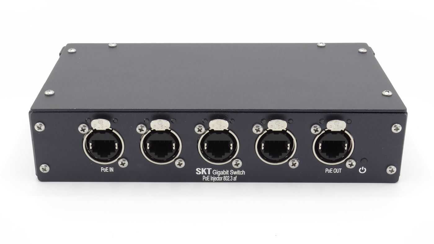 5-Port Gigabit Switch — 5-port gigabit switch & PoE injector for show networks by SKT Inc. (photo 1 of 6)
